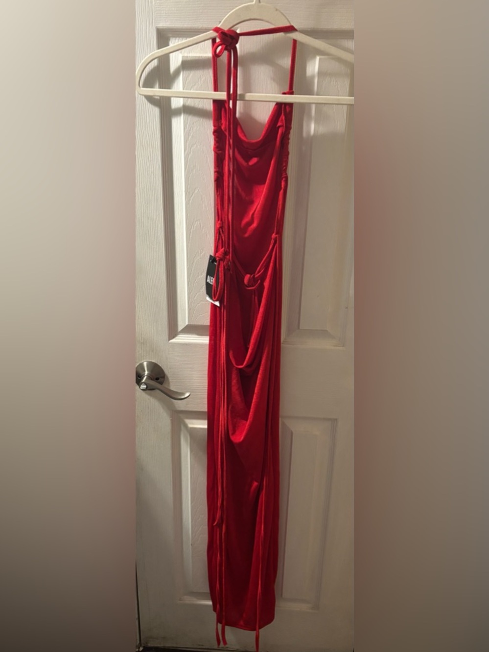 Sleek Red Backless Slip Maxi Dress - Picture 4 of 6